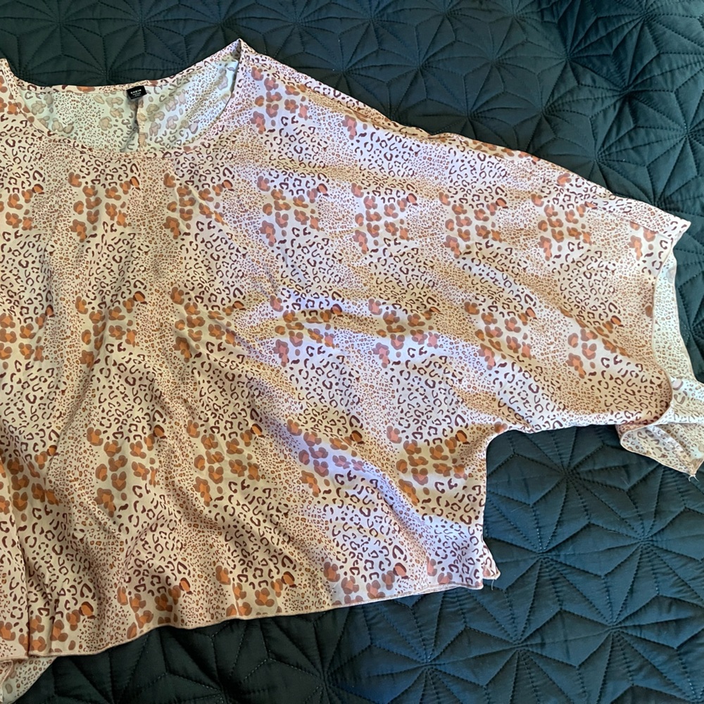 SHEIN Pink and Brown Leopard Print Blouse